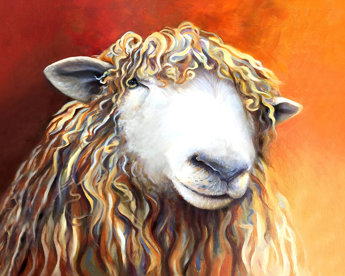 Curly sheep cross stitch kit for beginners