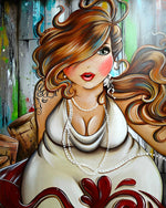 Curvy woman with pearl necklace cross stitch kit for beginners