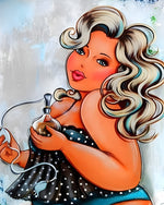 Curvy woman with perfume bottle cross stitch kit for beginners