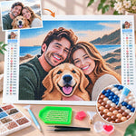 Custom diamond painting kit showing a photo turned into a sparkling diamond art canvas