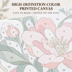 Close-up of the high-definition colour printed canvas for custom paint by numbers
