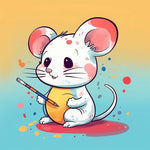Cute artist mouse with paintbrush cross stitch kit for beginners