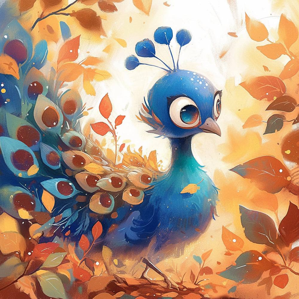 Cute autumn peacock cross stitch kit for beginners