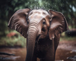 Cute baby elephant splashing water cross stitch kit for beginners