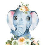 Cute baby elephant with floral crown cross stitch kit for beginners
