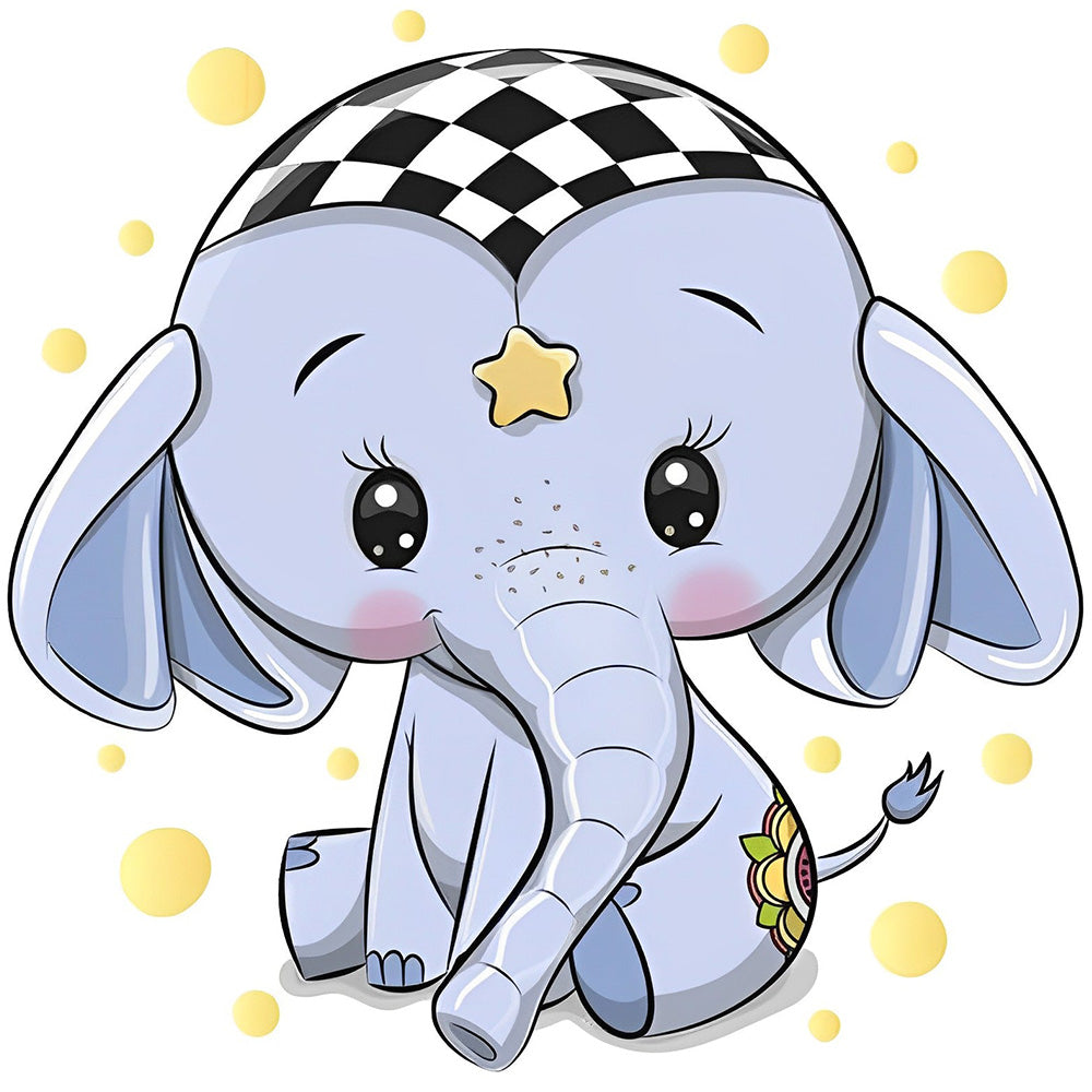 Cute baby elephant with star cross stitch kit for beginners