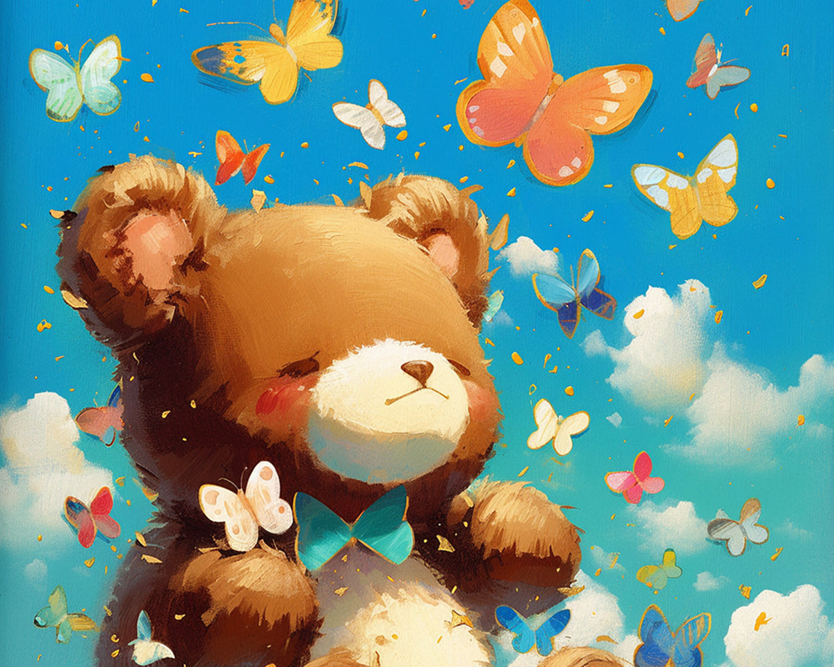 Cute bear and butterflies cross stitch kit for beginners
