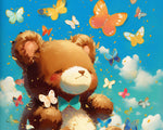 Cute bear and butterflies paint by numbers kit for beginners