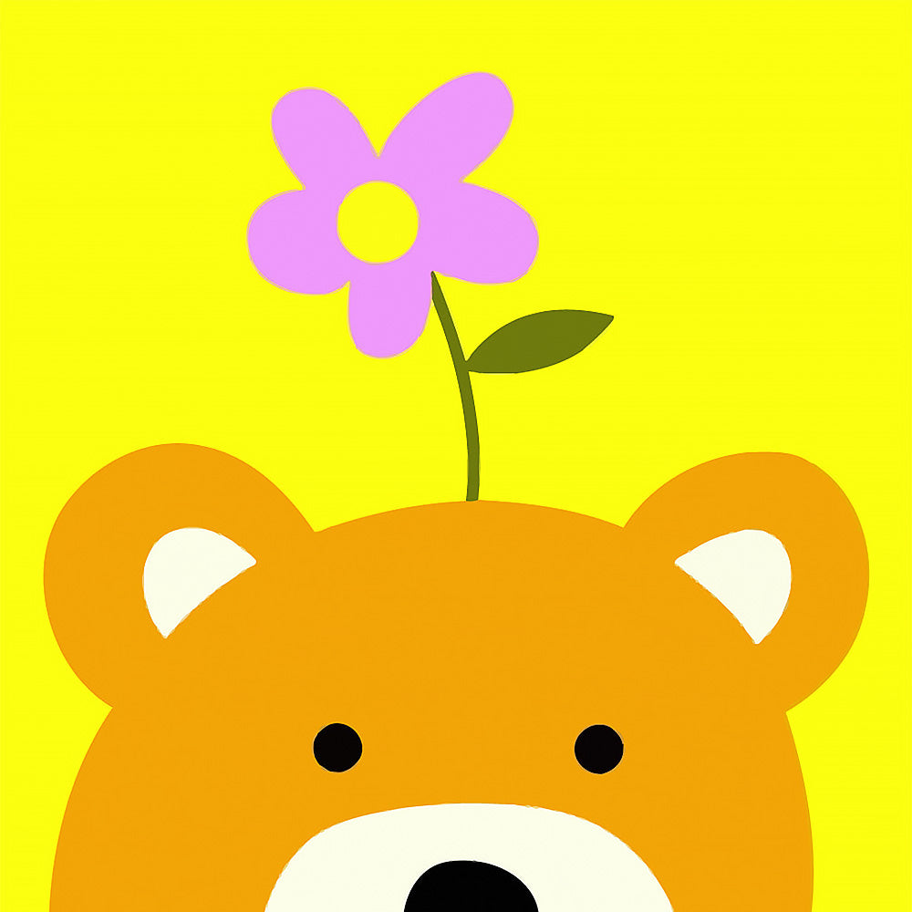 Cute bear with flower on head cross stitch kit for beginners