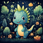 Cute blue dinosaur cross stitch kit for beginners