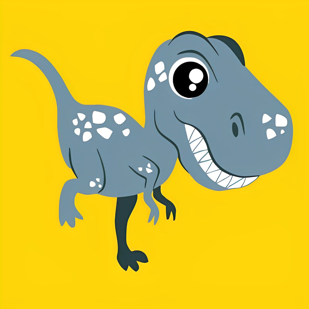 Cute blue t-rex dinosaur cross stitch kit for beginners