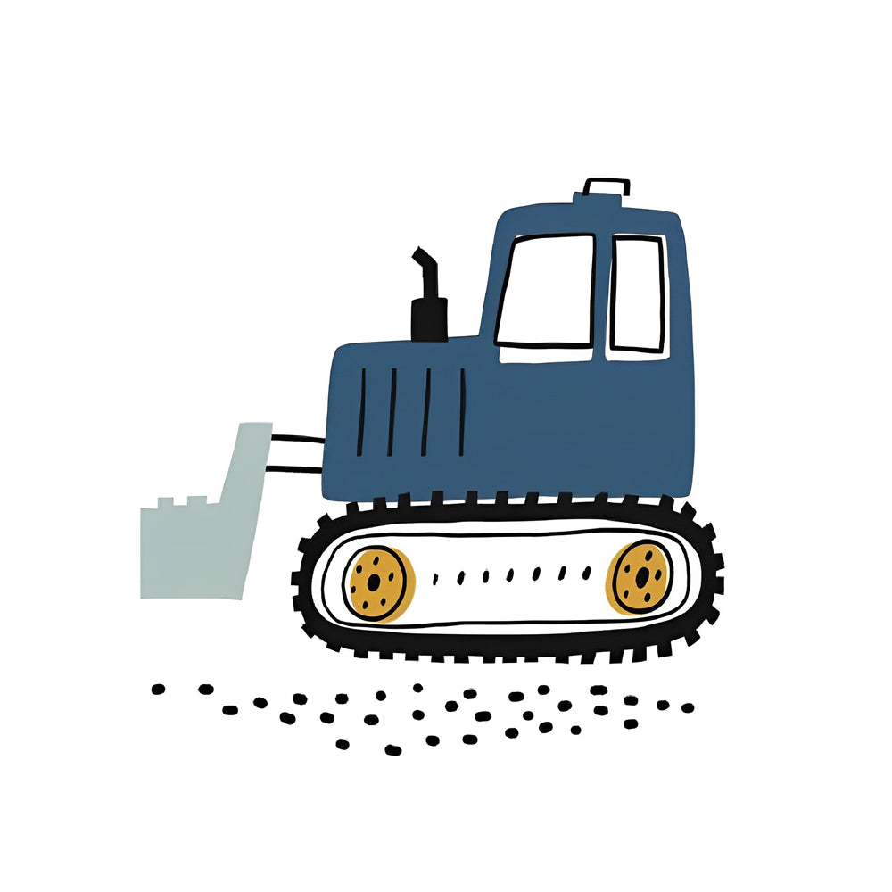 Cute cartoon blue digger cross stitch kit for beginners