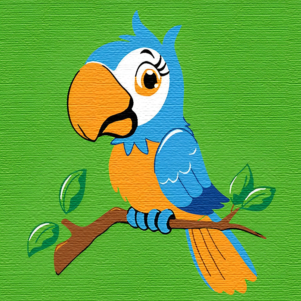Cute cartoon blue parrot cross stitch kit for beginners