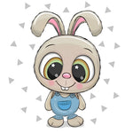 Cute cartoon bunny in dungarees cross stitch kit for beginners