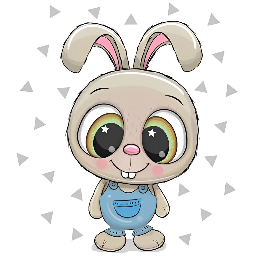 Cute cartoon bunny in dungarees cross stitch kit for beginners