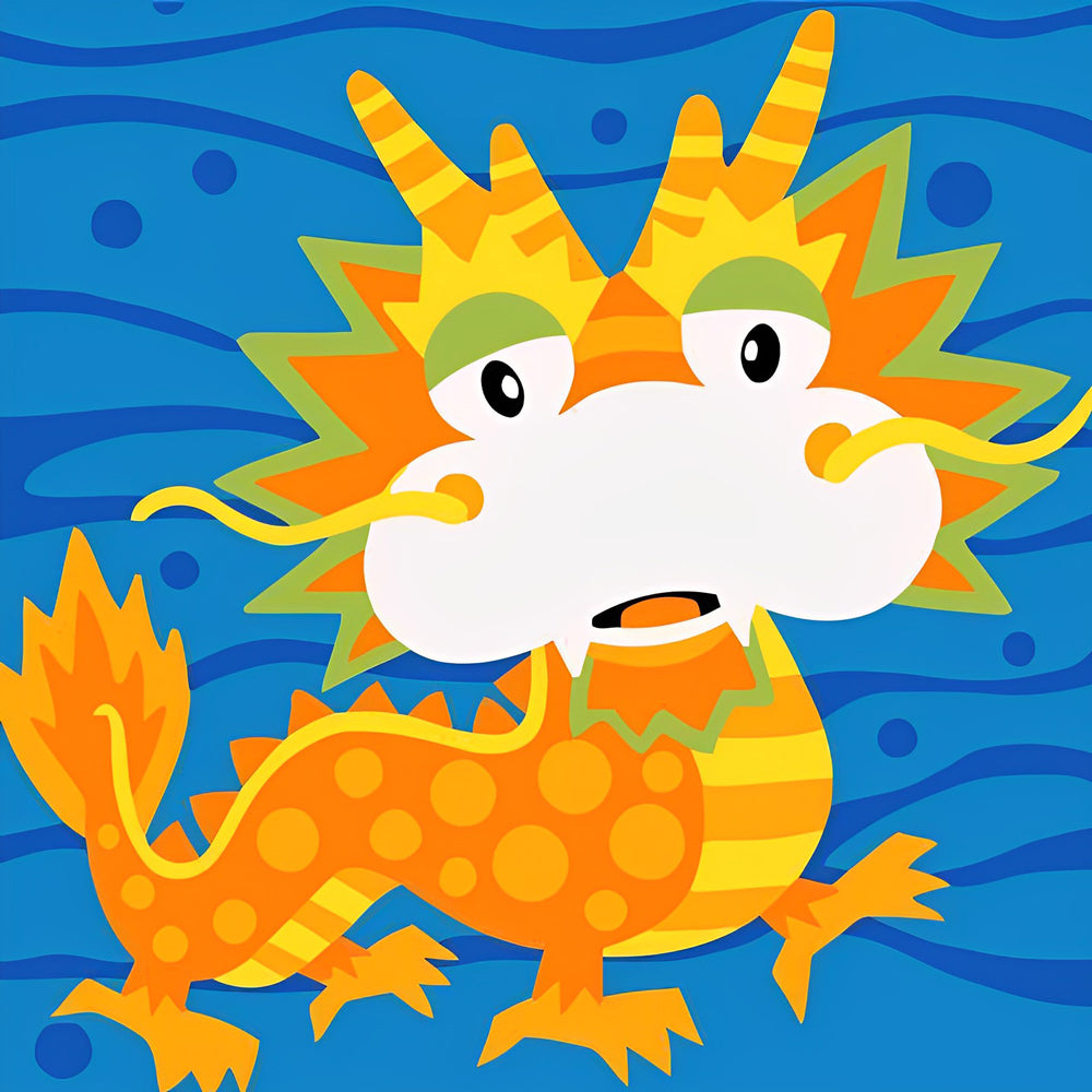 Cute cartoon chinese dragon cross stitch kit for beginners