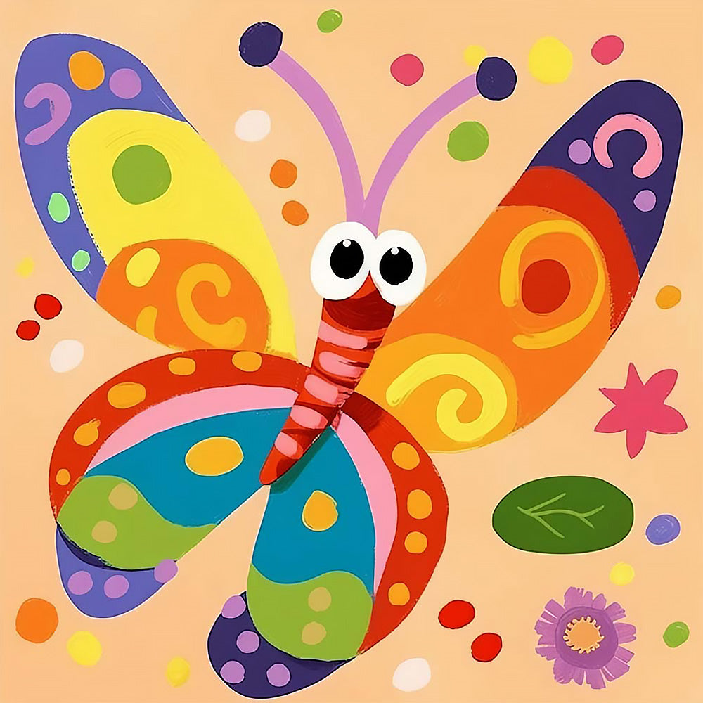 Cute cartoon colourful butterfly cross stitch kit for beginners