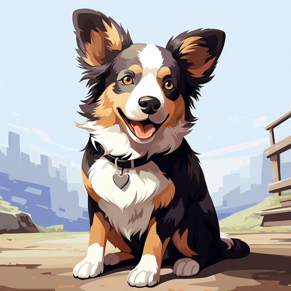 Cute cartoon corgi cross stitch kit for beginners