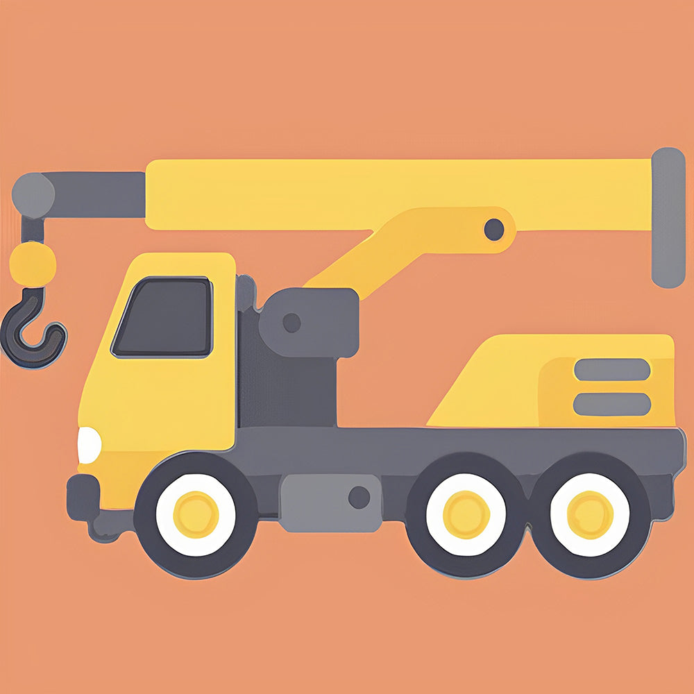 Cute cartoon crane truck cross stitch kit for beginners
