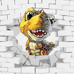 Cute cartoon dinosaur breaking through brick wall paint by numbers kit for beginners