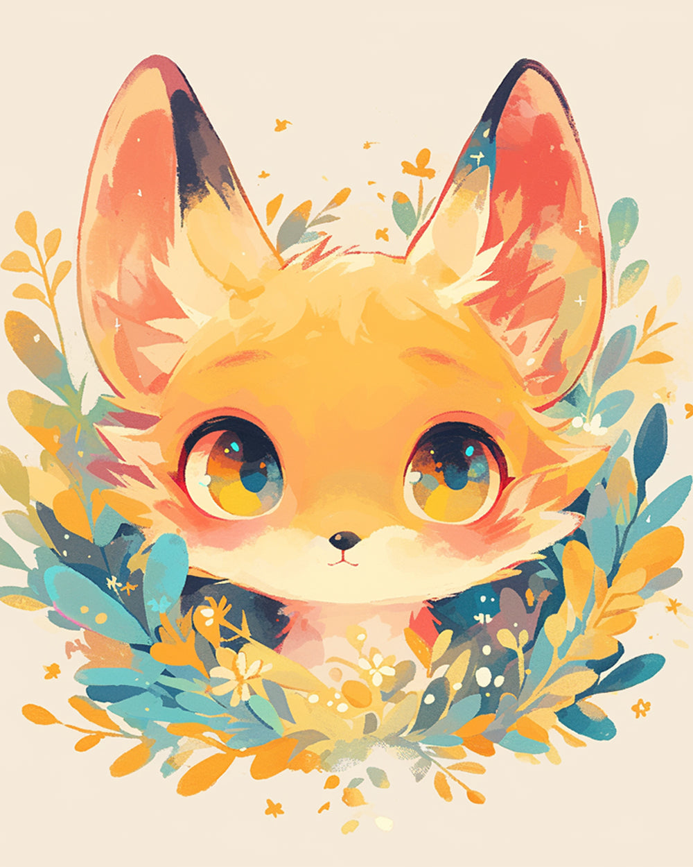 Cute cartoon fox portrait cross stitch kit for beginners