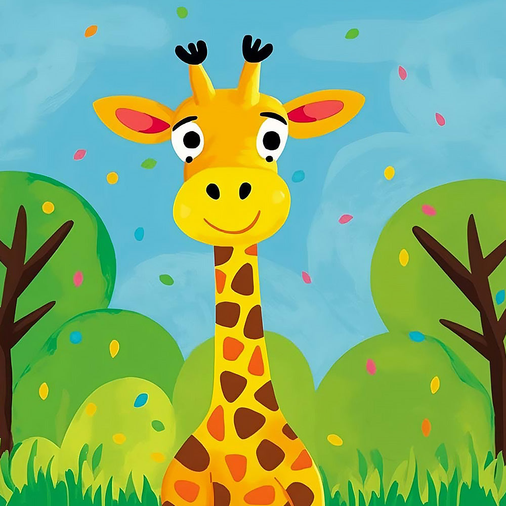 Cute cartoon giraffe in the jungle cross stitch kit for beginners