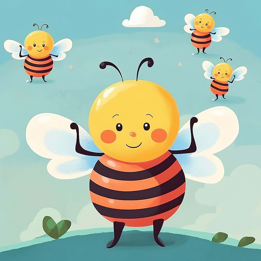 Cute cartoon honeybees cross stitch kit for beginners