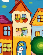 Cute cartoon houses with dog cross stitch kit for beginners