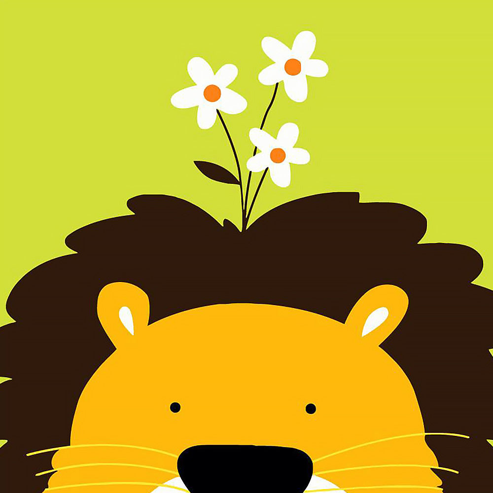 Cute cartoon lion with flowers cross stitch kit for beginners