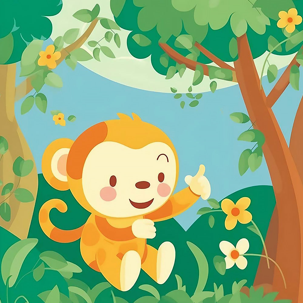 Cute cartoon monkey in the jungle cross stitch kit for beginners