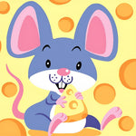 Cute cartoon mouse eating cheese cross stitch kit for beginners
