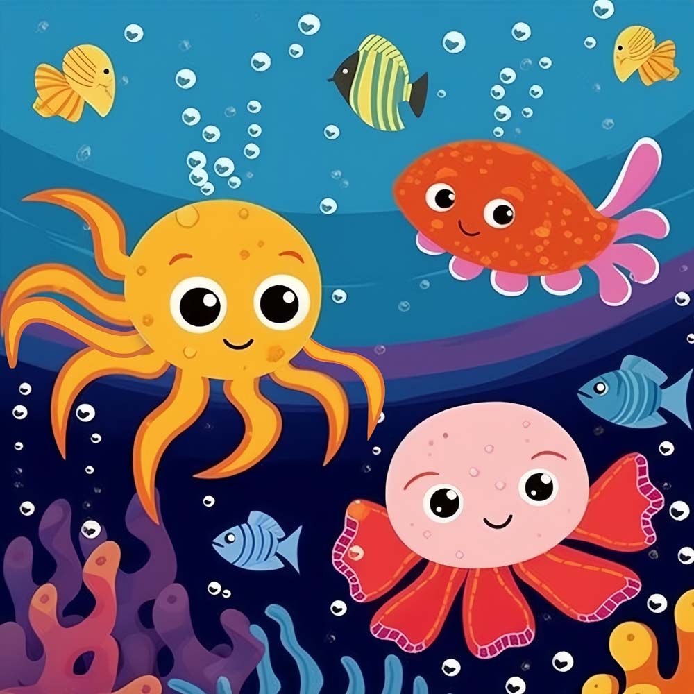 Cute cartoon octopus cross stitch kit for beginners