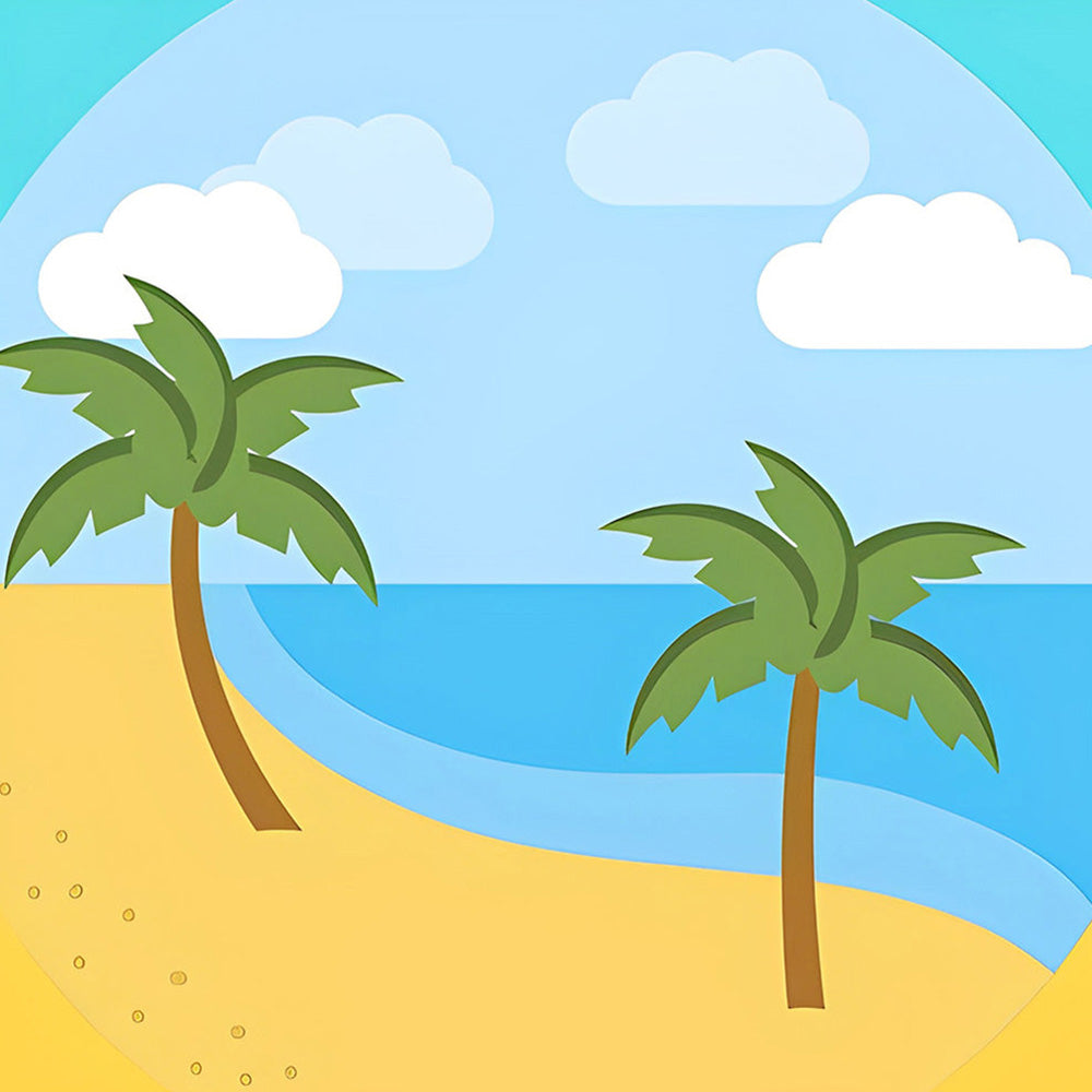Cute cartoon palm tree beach cross stitch kit for beginners