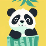 Cute cartoon panda peeking over bamboo cross stitch kit for beginners
