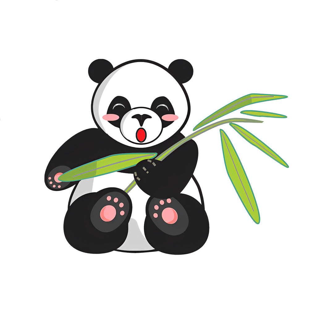Cute cartoon panda with bamboo cross stitch kit for beginners