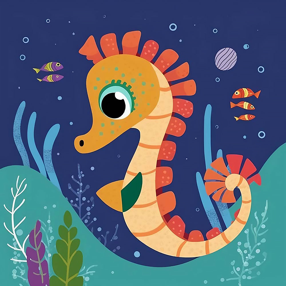 Cute cartoon seahorse cross stitch kit for beginners