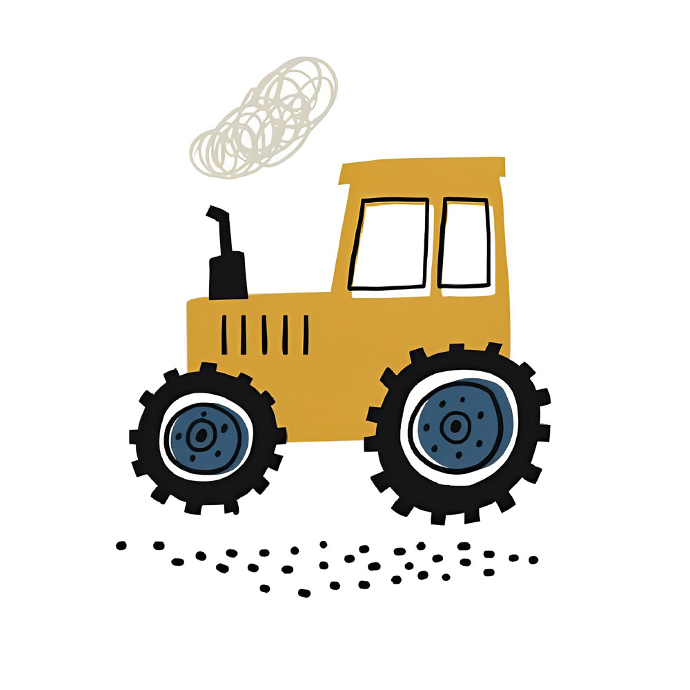 Cute cartoon yellow tractor cross stitch kit for beginners