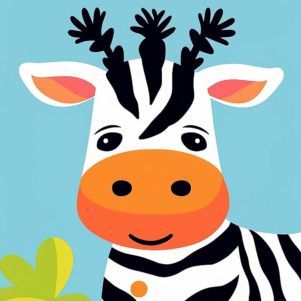Cute cartoon zebra with orange nose cross stitch kit for beginners