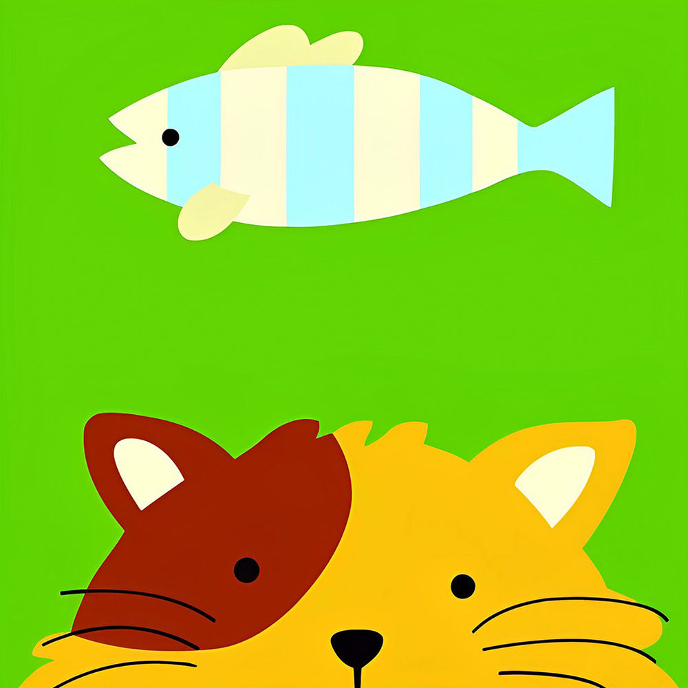 Cute cat and fish cross stitch kit for beginners