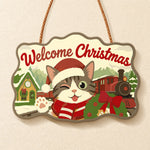 Cute cat holiday vibe paint by numbers door hanger finished design