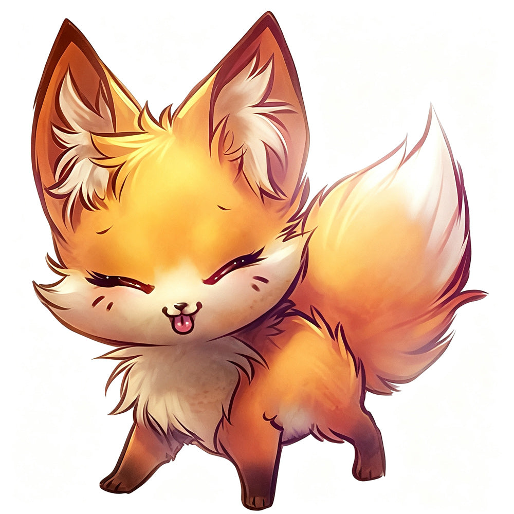 Cute chibi fox winking cross stitch kit for beginners