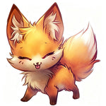 Cute chibi fox winking cross stitch kit for beginners