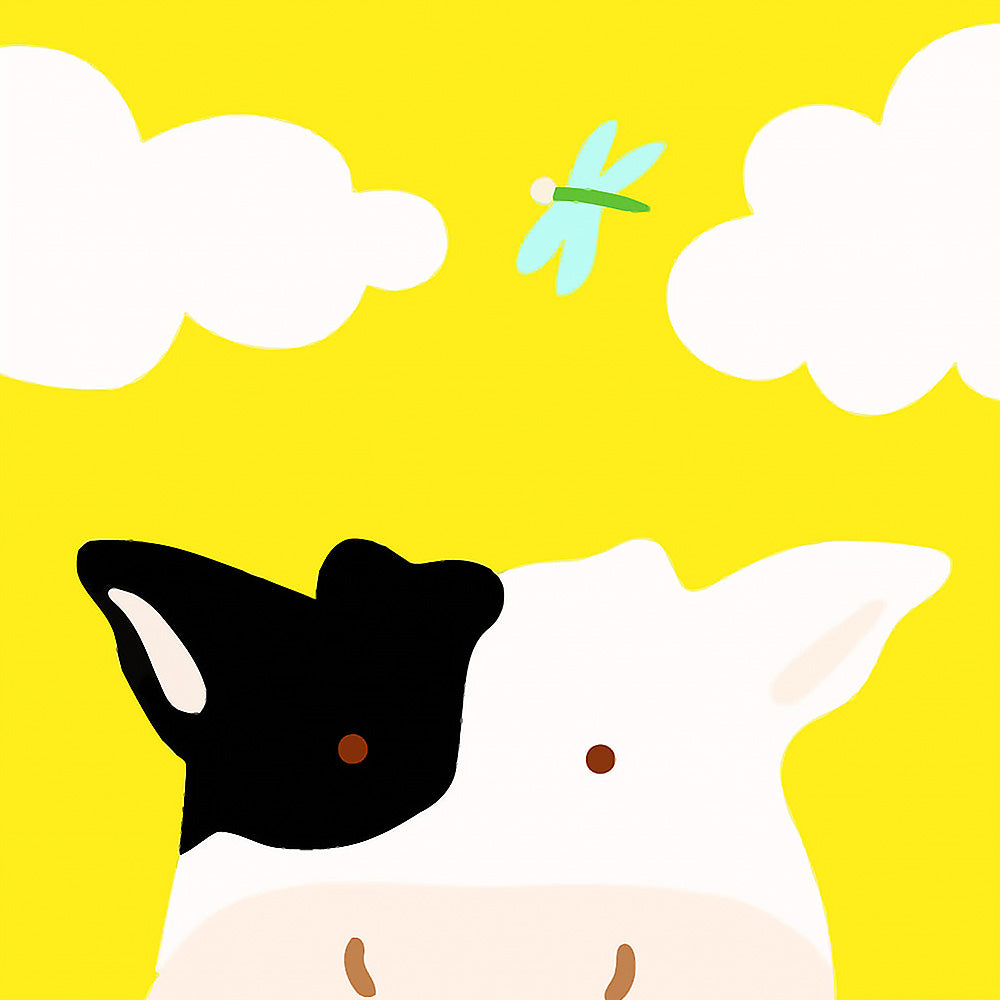 Cute cow and dragonfly cross stitch kit for beginners