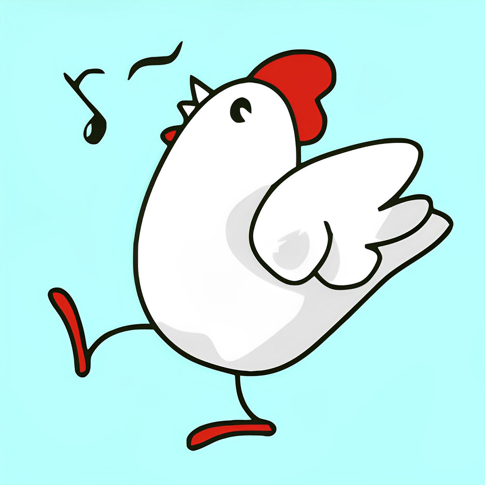 Cute dancing chicken with music notes cross stitch kit for beginners