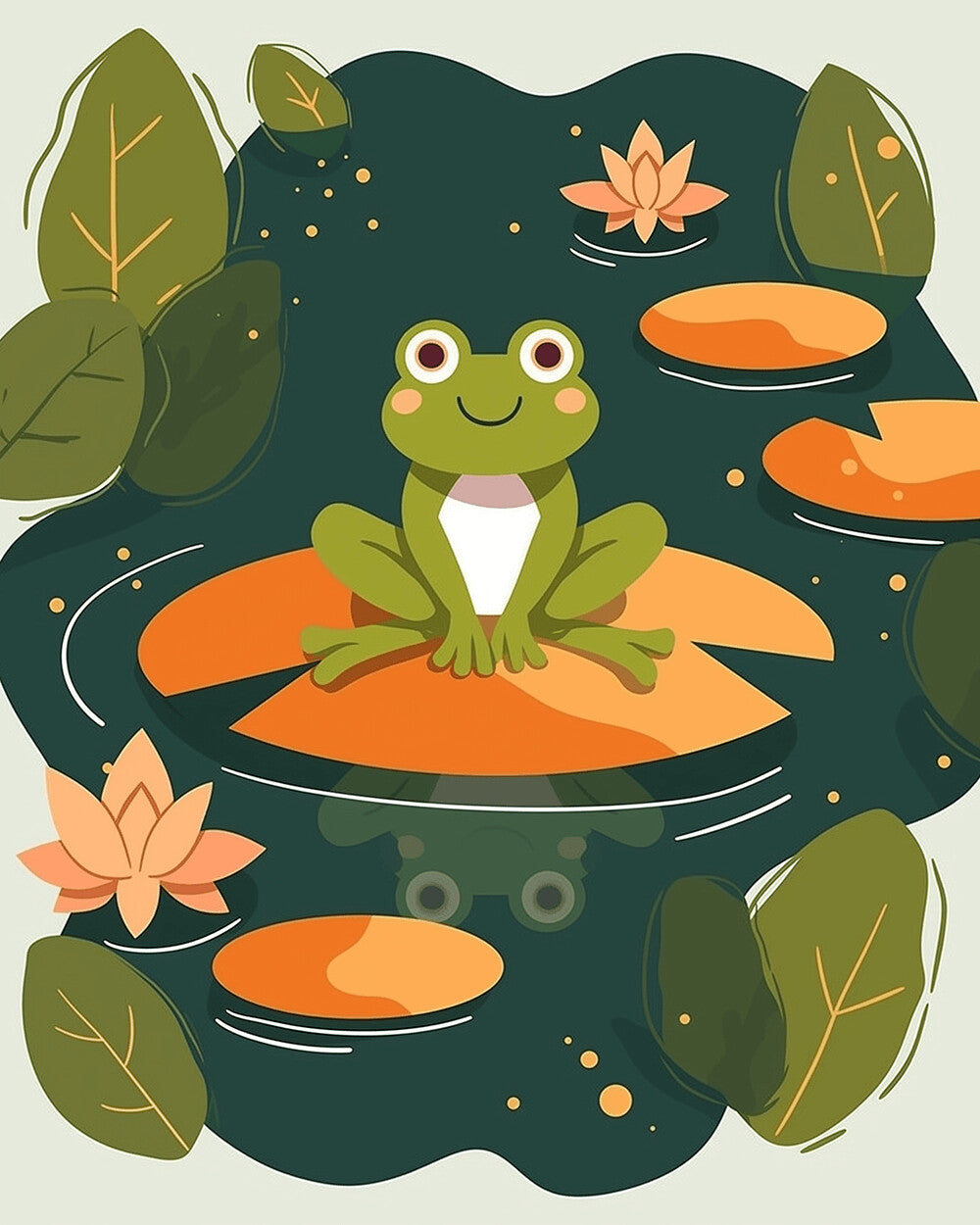 Cute frog on a lily pad cross stitch kit for beginners