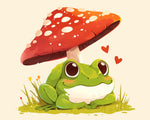 Cute frog under a mushroom paint by numbers kit for beginners