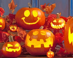 Cute glowing jacko lanterns paint by numbers kit for beginners
