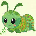 Cute green caterpillar cross stitch kit for beginners