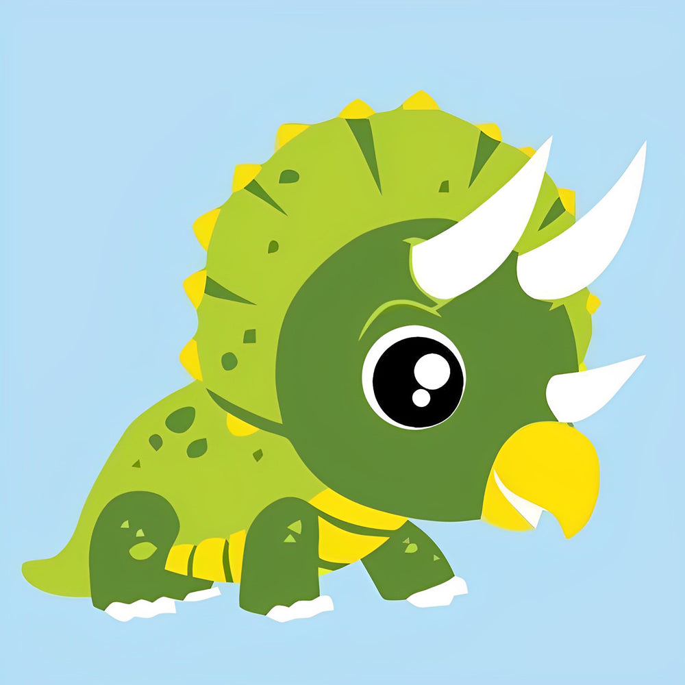 Cute green triceratops dinosaur cross stitch kit for beginners