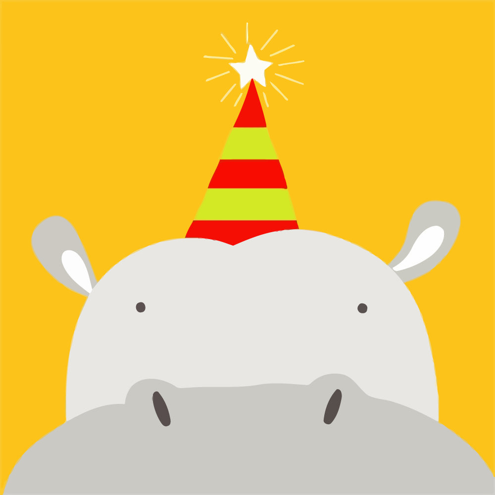Cute hippo with party hat cross stitch kit for beginners